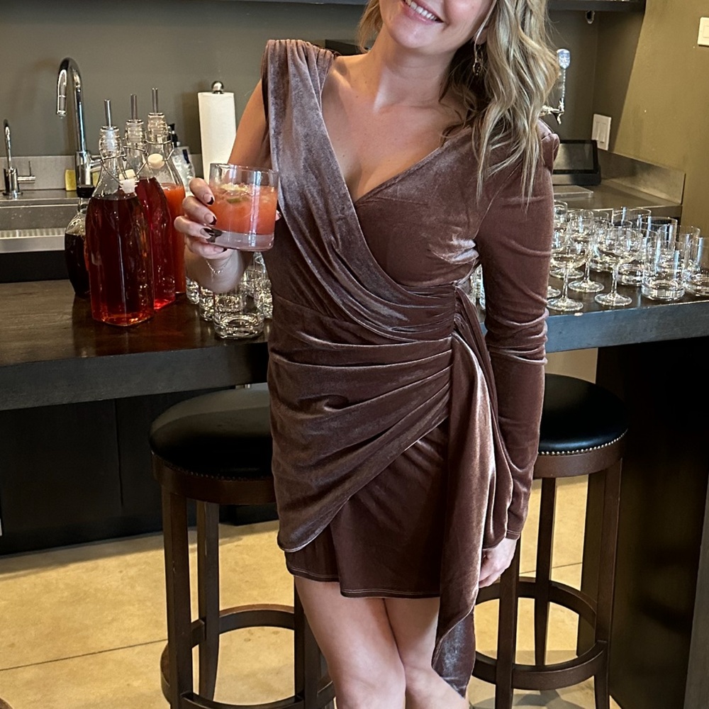 COPY - Velvet, one-sleeve dress by REVOLVE